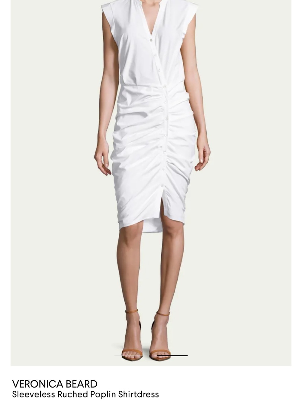 Veronica Beard White Ruched Poplin Midi Skirt Dress